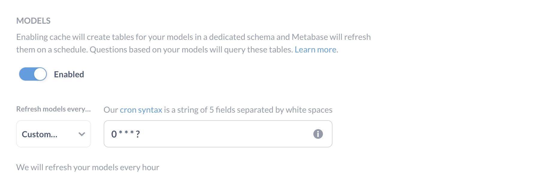 Model caching