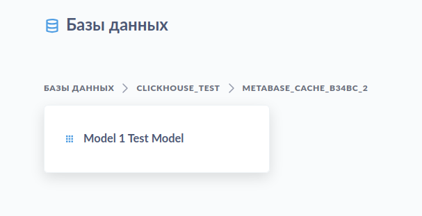 Пример таблицы кэша сохранённой модели стандартным механизмом