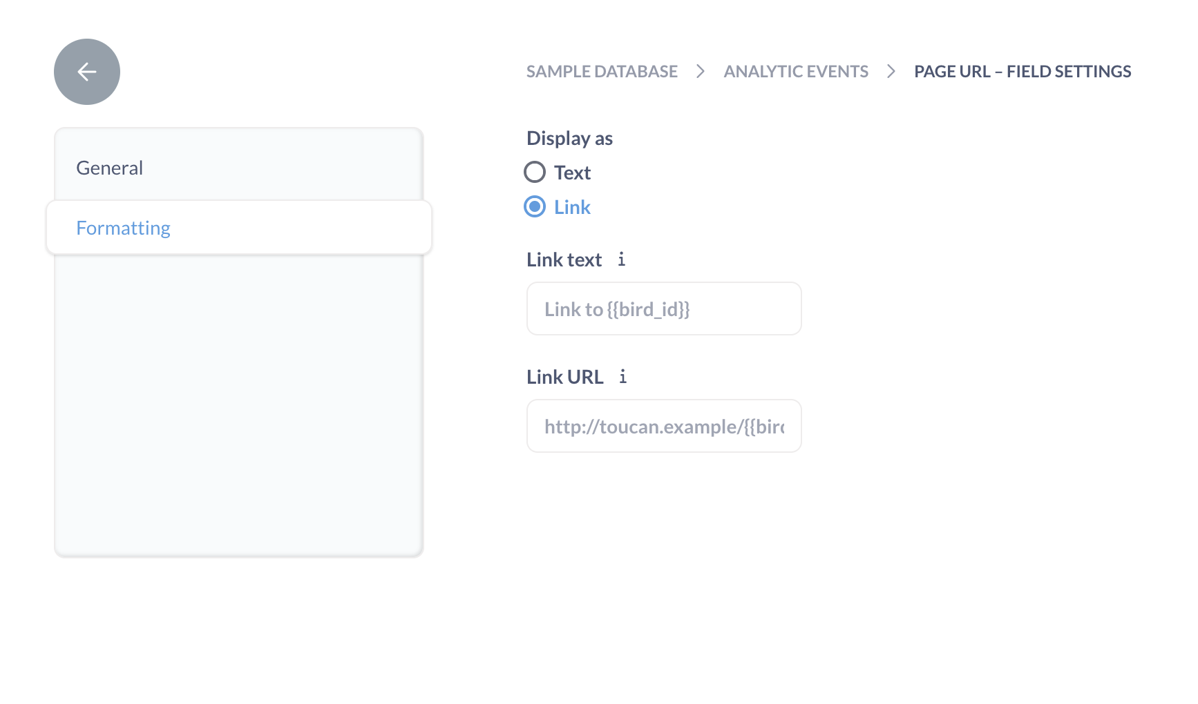 Настройка отображения столбца в виде ссылки