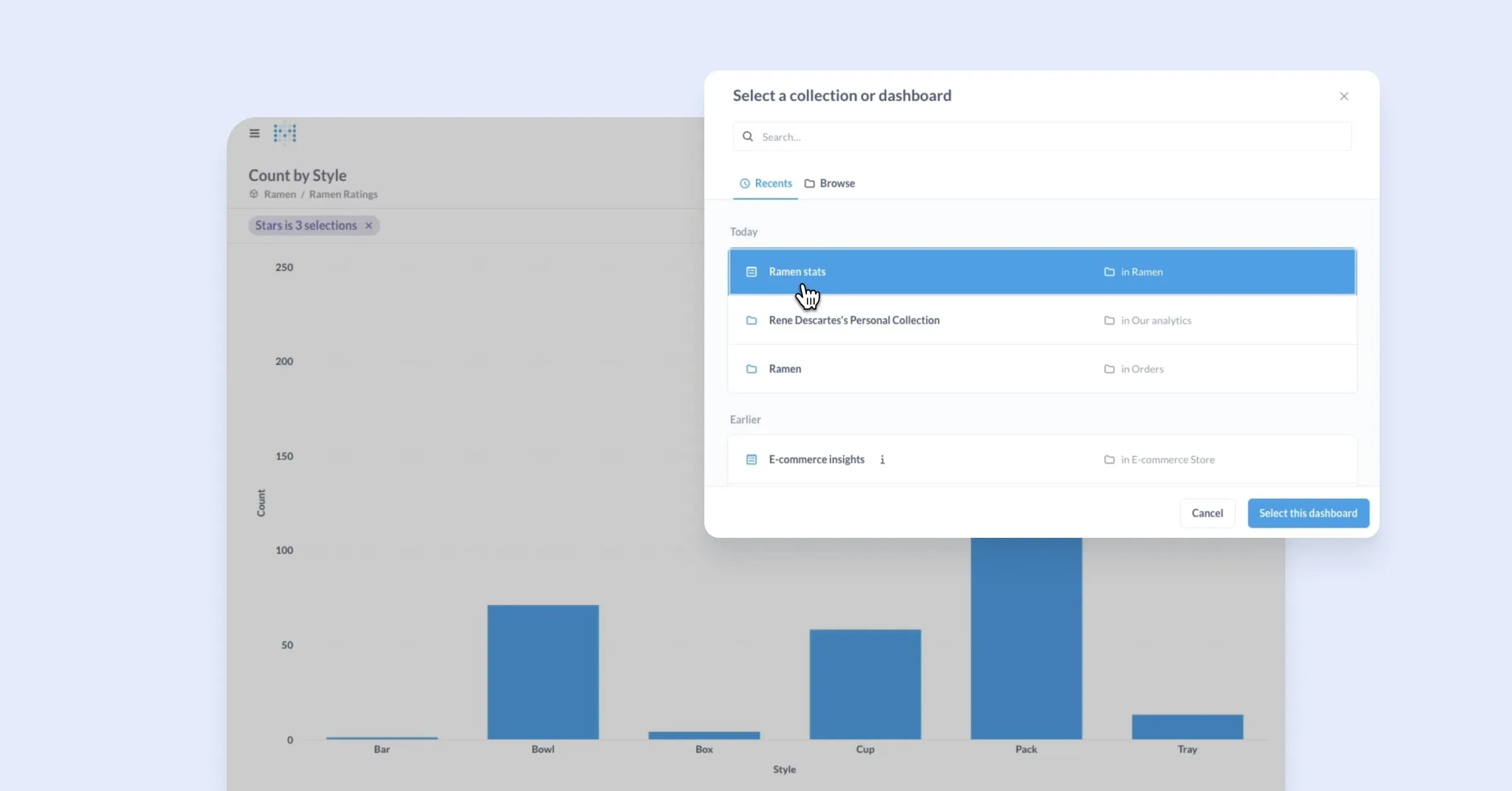 Сохранение на дашборд