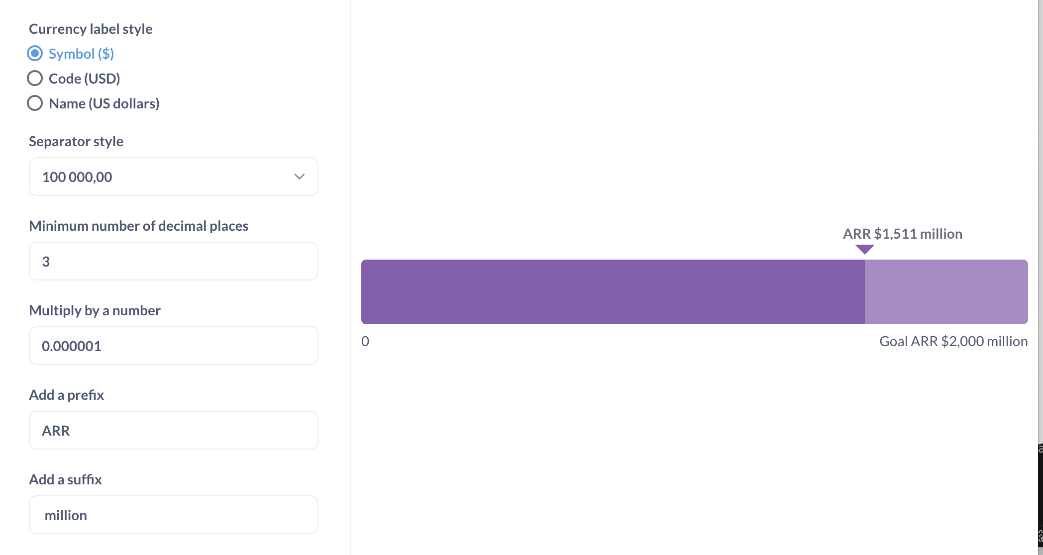 Прогресс с параметрами форматирования