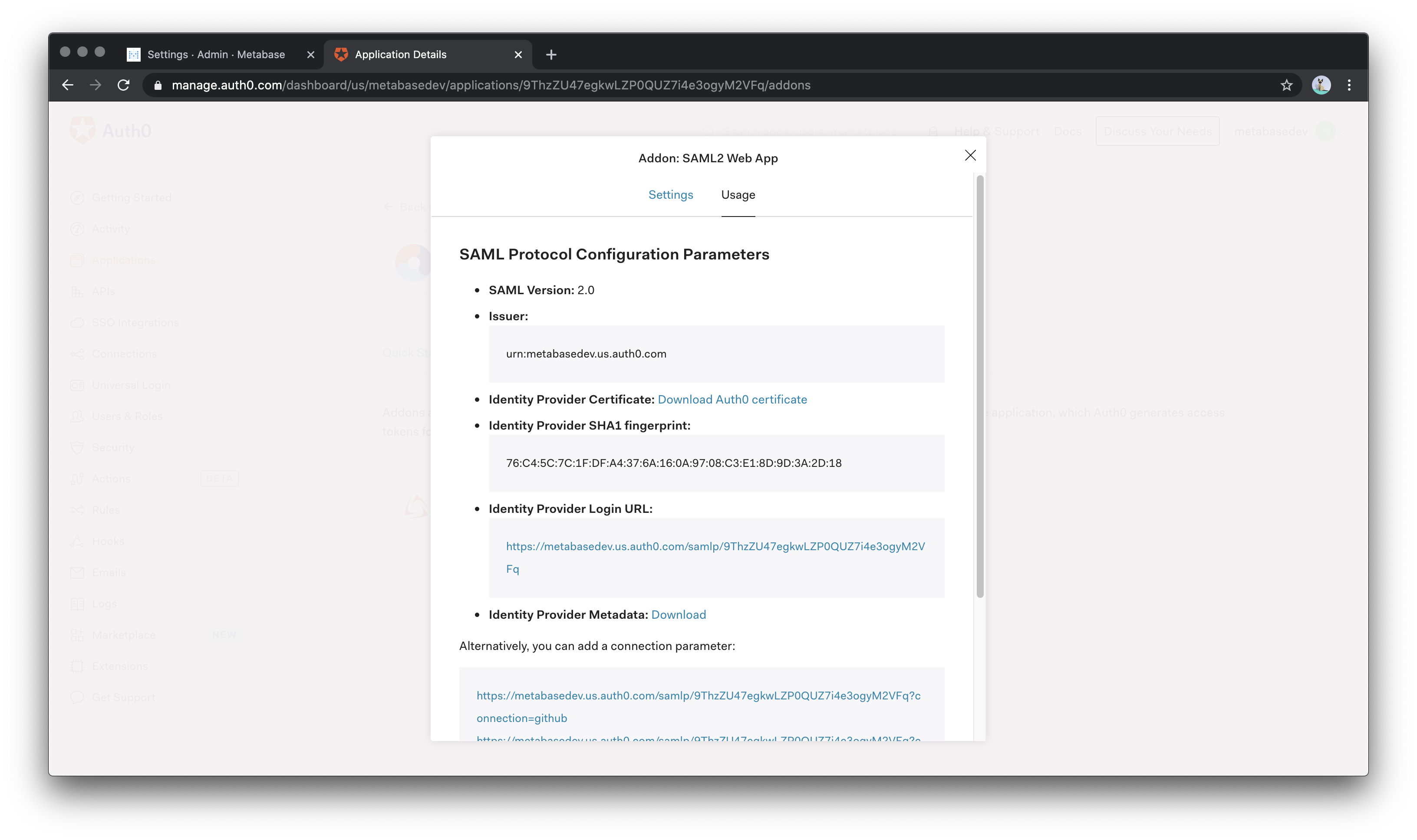 Использование SAML Auth0