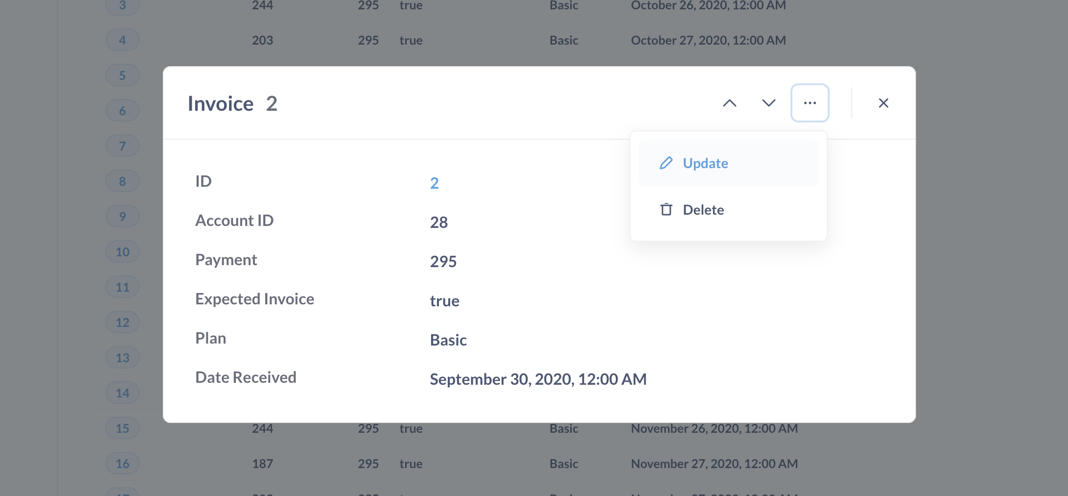 Update record from object detail view